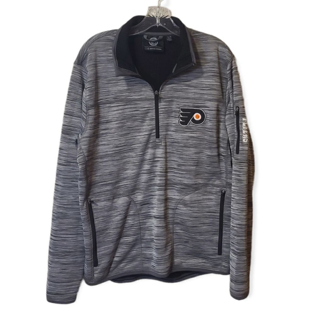 NHL Philadelohia Flyers 1/4 Zip Grey Sweatshirt GIII Carl Banks Size L